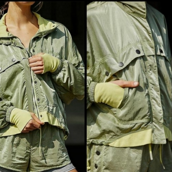 New Free People FP Movement Opal Green Mist Workout Windbreaker Jacket Medium - Picture 5 of 15